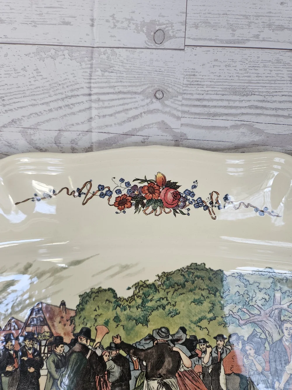 Vintage Sarreguemines France Obernai Rectangular Serving Platter Henri Loux